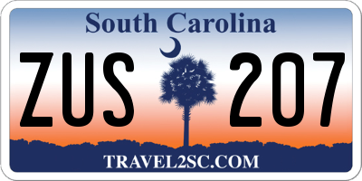 SC license plate ZUS207