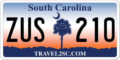 SC license plate ZUS210