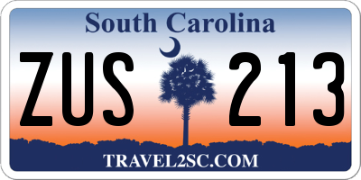 SC license plate ZUS213