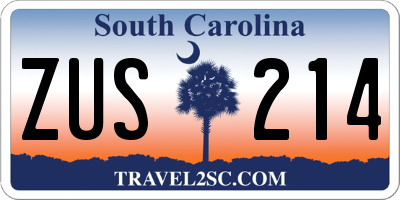 SC license plate ZUS214