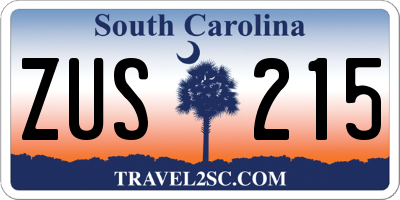 SC license plate ZUS215