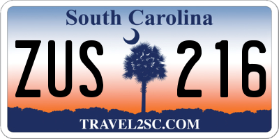 SC license plate ZUS216
