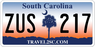 SC license plate ZUS217