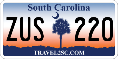 SC license plate ZUS220