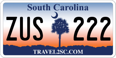 SC license plate ZUS222