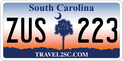 SC license plate ZUS223