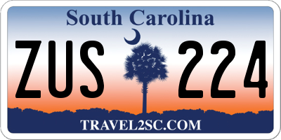 SC license plate ZUS224
