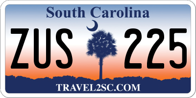 SC license plate ZUS225