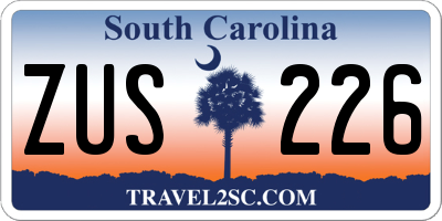 SC license plate ZUS226