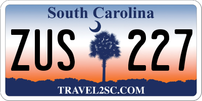 SC license plate ZUS227