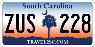 SC license plate ZUS228