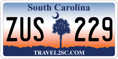 SC license plate ZUS229