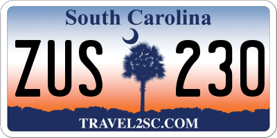 SC license plate ZUS230