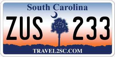 SC license plate ZUS233