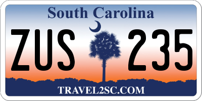 SC license plate ZUS235
