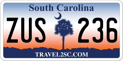 SC license plate ZUS236
