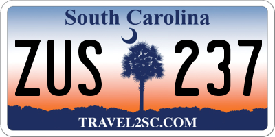 SC license plate ZUS237