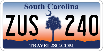 SC license plate ZUS240
