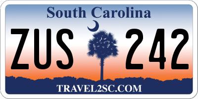 SC license plate ZUS242