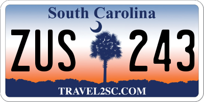 SC license plate ZUS243
