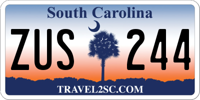 SC license plate ZUS244