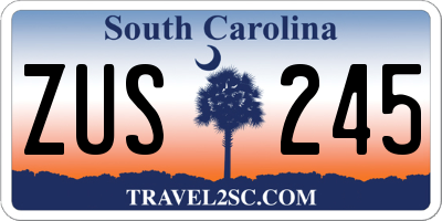 SC license plate ZUS245