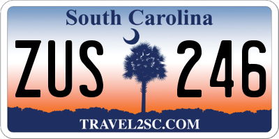 SC license plate ZUS246