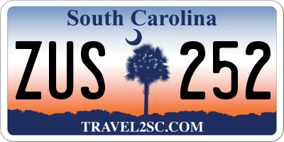 SC license plate ZUS252