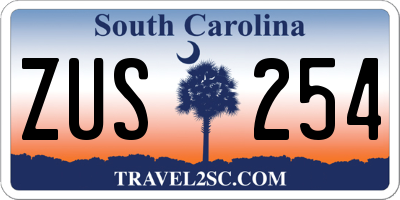 SC license plate ZUS254