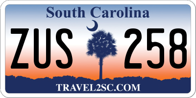 SC license plate ZUS258