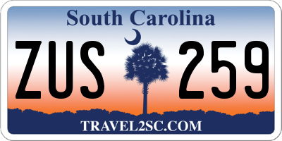 SC license plate ZUS259