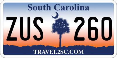 SC license plate ZUS260