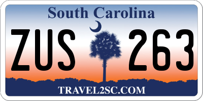 SC license plate ZUS263