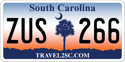 SC license plate ZUS266