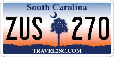 SC license plate ZUS270