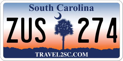 SC license plate ZUS274