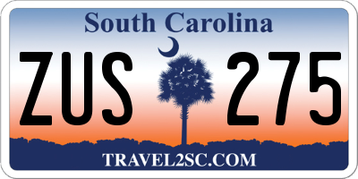 SC license plate ZUS275