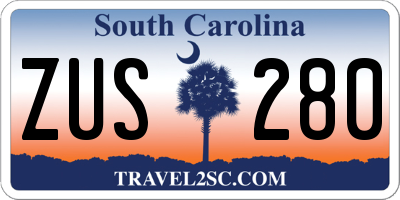 SC license plate ZUS280