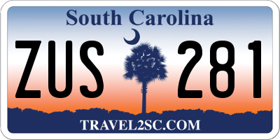 SC license plate ZUS281