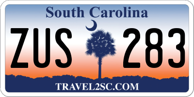 SC license plate ZUS283