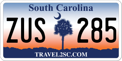 SC license plate ZUS285