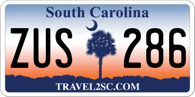 SC license plate ZUS286