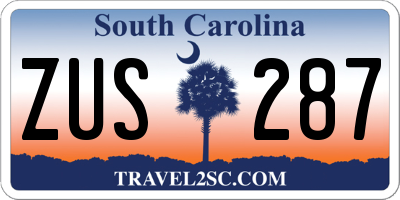SC license plate ZUS287
