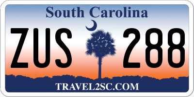 SC license plate ZUS288