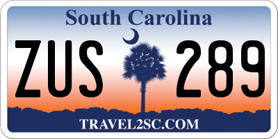SC license plate ZUS289