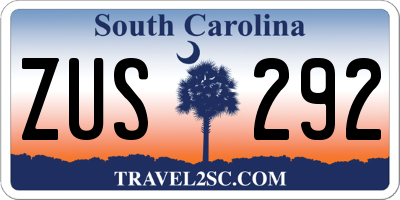 SC license plate ZUS292
