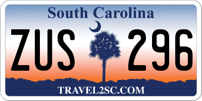 SC license plate ZUS296