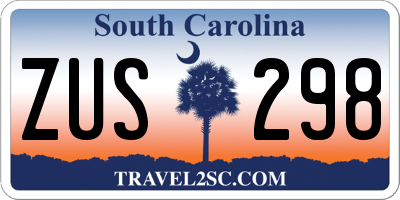 SC license plate ZUS298