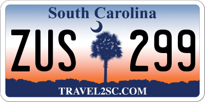 SC license plate ZUS299