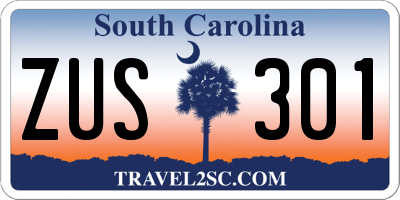 SC license plate ZUS301